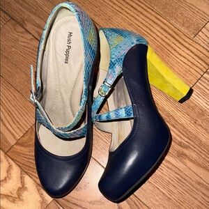 Hush Puppies Women's Blue and Yellow Heels